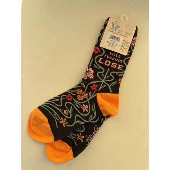 Blue Q Women's Crew Socks Hate will F**cking Lose socks size women size 5-10 - Picture 3 of 5
